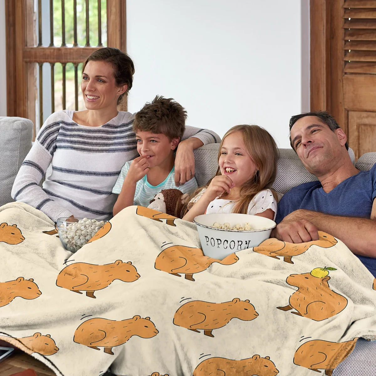 Capyna | Capybara Print Fleece Blanket in Soft Flannel, 3 Sizes