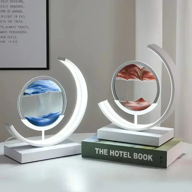 Soluna Drift | Lampada da tavolo LED con immagine di sabbia in movimento ed effetto clessidra 3D