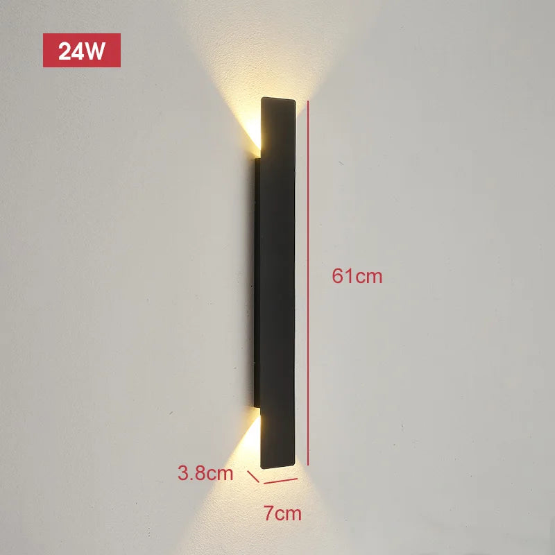 LumaStrix Noir | Applique LED da esterno resistente alle intemperie in alluminio, 18W