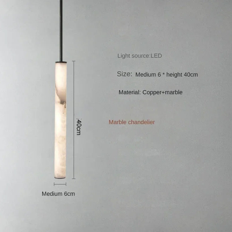 Lunvero Minara | Lampada a sospensione LED in marmo e rame per ambienti eleganti