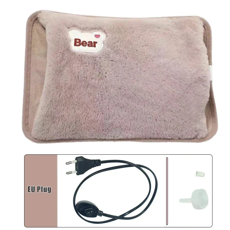 Warmissa | Bolsa de agua caliente eléctrica de 27 × 17 cm con apagado automático y funda de felpa