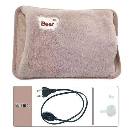 Warmissa | Bolsa de agua caliente eléctrica de 27 × 17 cm con apagado automático y funda de felpa