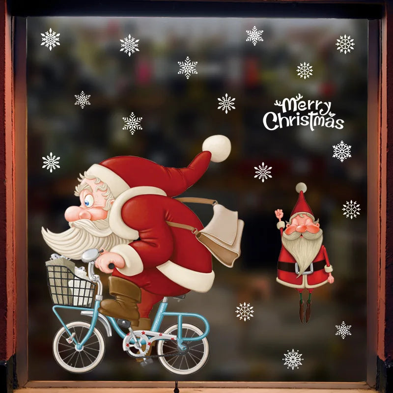 Frostella | Décoration de fenêtre de Noël avec Père Noël, rennes et sapin