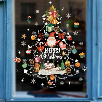 Frostella | Décoration de fenêtre de Noël avec Père Noël, rennes et sapin