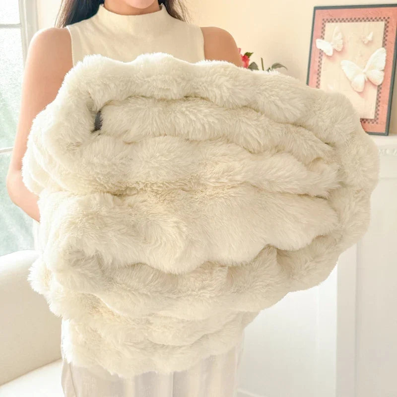 PlushNest | Coperta coccolosa a doppio strato in pelliccia sintetica, extra spessa e morbida