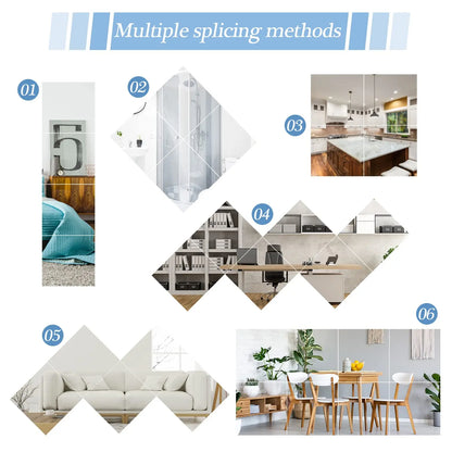 Reflekta Set | 4 Flexible Acrylic Mirror Stickers with 3D Effect (2 mm Thickness)