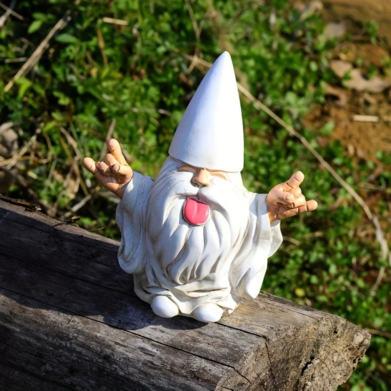 Trollvig Rocka | Scultura gnomo da giardino con chitarra elettrica in resina resistente alle intemperie