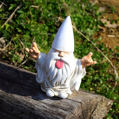 Trollvig Rocka | Scultura gnomo da giardino con chitarra elettrica in resina resistente alle intemperie