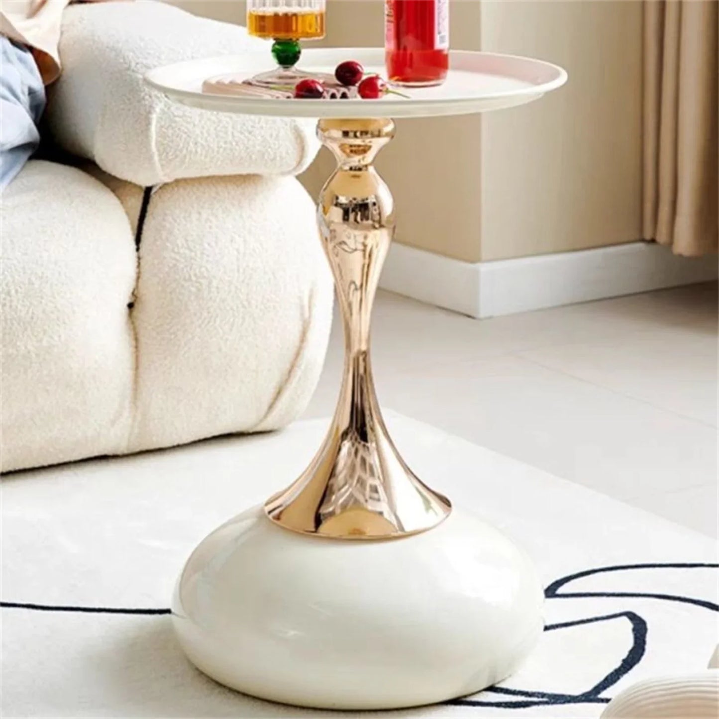 Auranelle | Round Designer Side Table in Light Italian Luxury Style