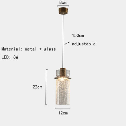 Candelora – Lampada a sospensione moderna creativa in vetro con effetto crepa e finitura ambra