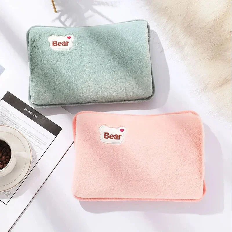 Warmissa | Bolsa de agua caliente eléctrica de 27 × 17 cm con apagado automático y funda de felpa