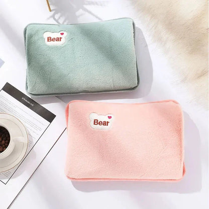 Warmissa | Bolsa de agua caliente eléctrica de 27 × 17 cm con apagado automático y funda de felpa