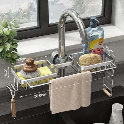 SinkMate DuoRack | Spülbecken-Organizer mit Haken & Doppelfach