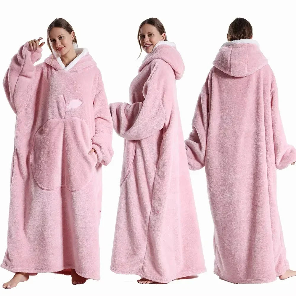 Hoodara | Oversized Sherpa Hoodie Blanket with Sleeves and Pocket