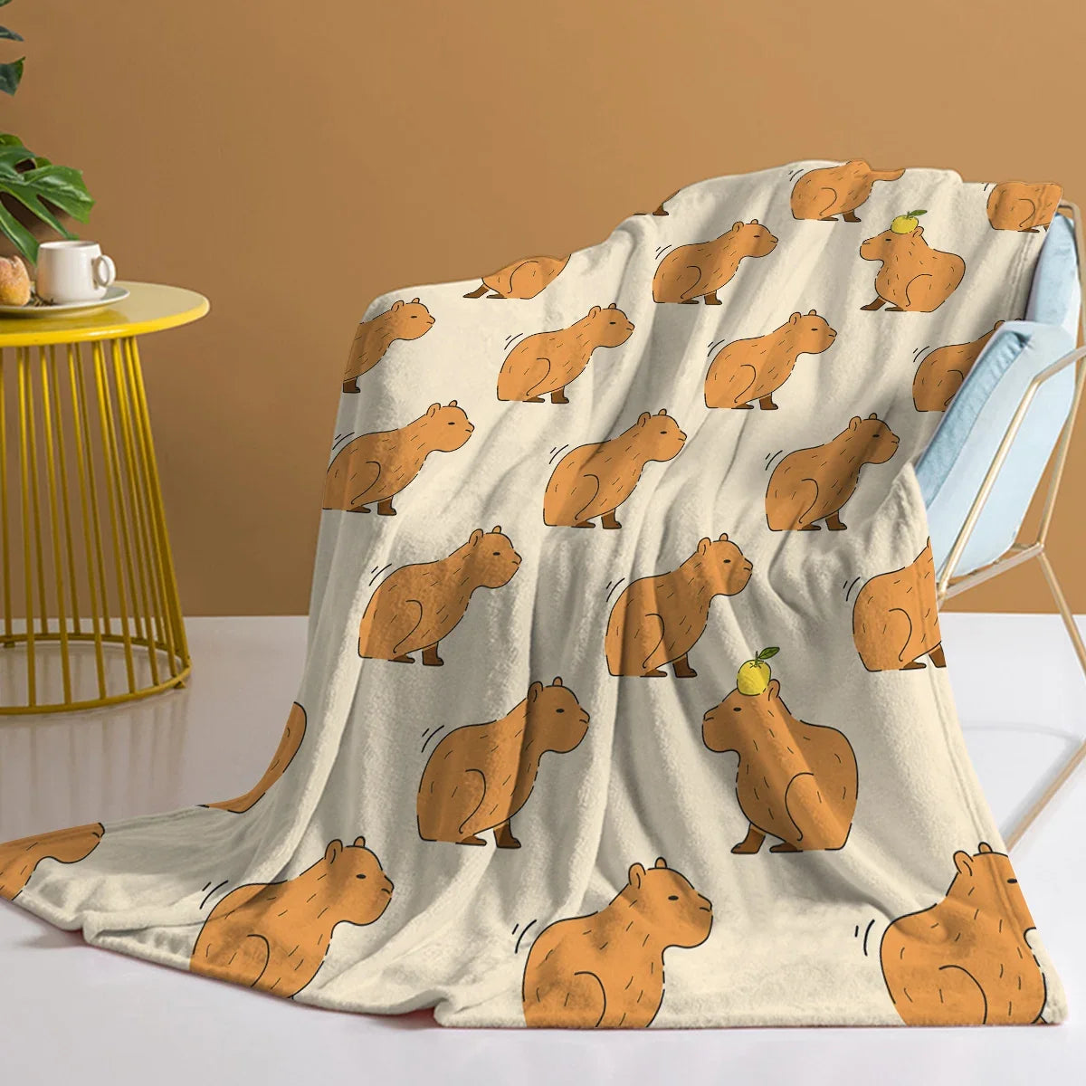 Capyna | Capybara Print Fleece Blanket in Soft Flannel, 3 Sizes