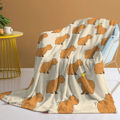 Capyna | Capybara Print Fleece Blanket in Soft Flannel, 3 Sizes