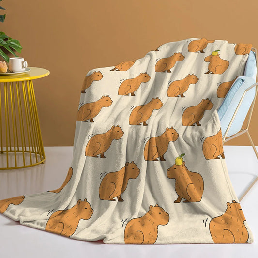 Capyna | Kuscheldecke mit Capybara-Motiv aus weichem Flanell-Fleece