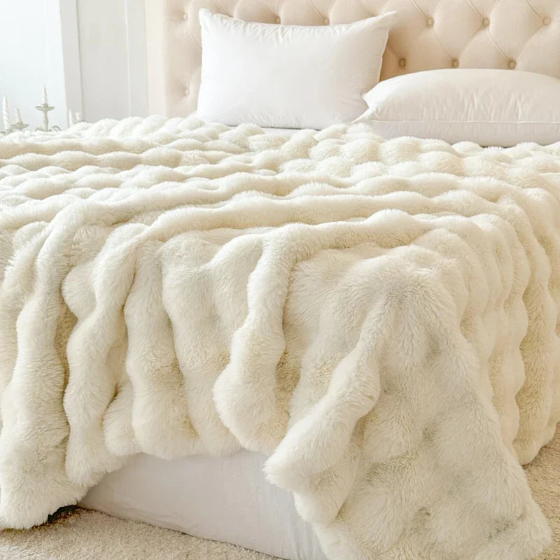 PlushNest | Coperta coccolosa a doppio strato in pelliccia sintetica, extra spessa e morbida
