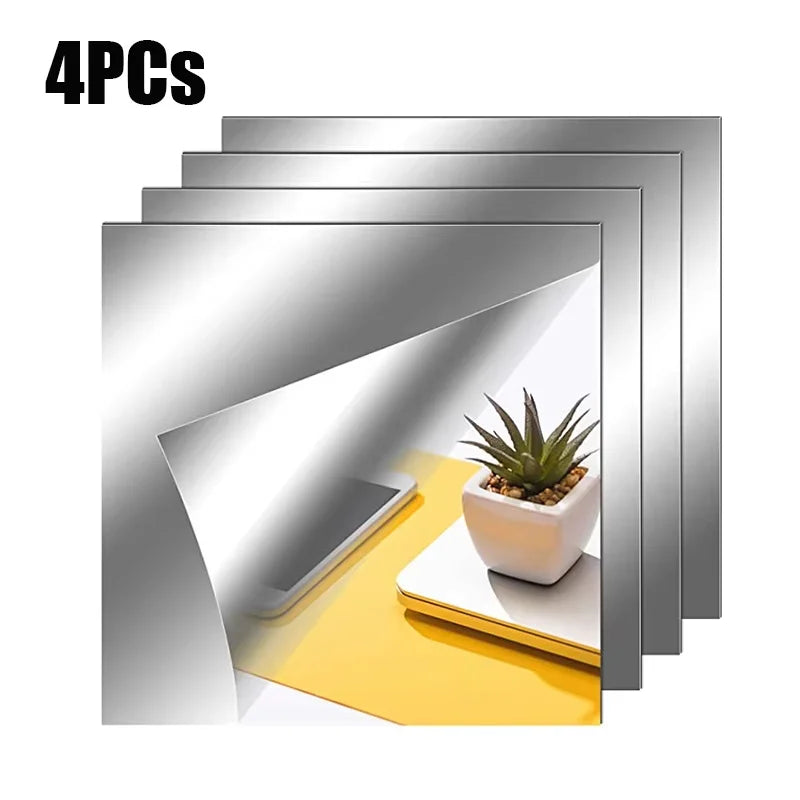 Reflekta Set | 4 Flexible Acrylic Mirror Stickers with 3D Effect (2 mm Thickness)