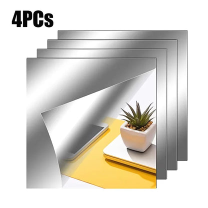 Reflekta Set | 4 Flexible Acrylic Mirror Stickers with 3D Effect (2 mm Thickness)