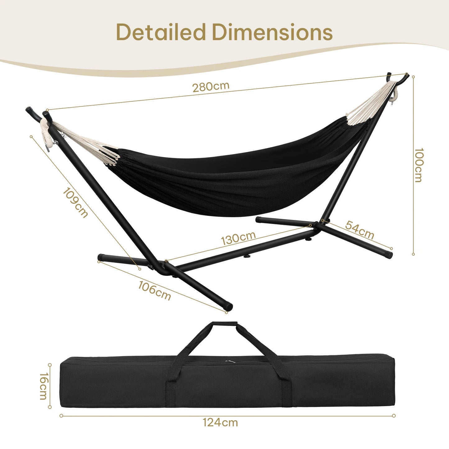Lunava Rest | Amaca doppia portatile con struttura in acciaio per giardino e campeggio