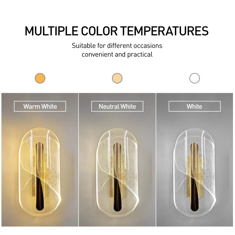 Lirien Alva | Applique LED in acrilico in stile scandinavo per camera da letto e soggiorno