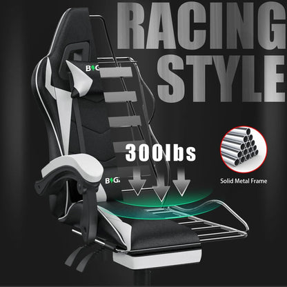 Serava – Ergonomischer Gamingstuhl mit Fußstütze, Lendenkissen & Verstellbarer Höhe