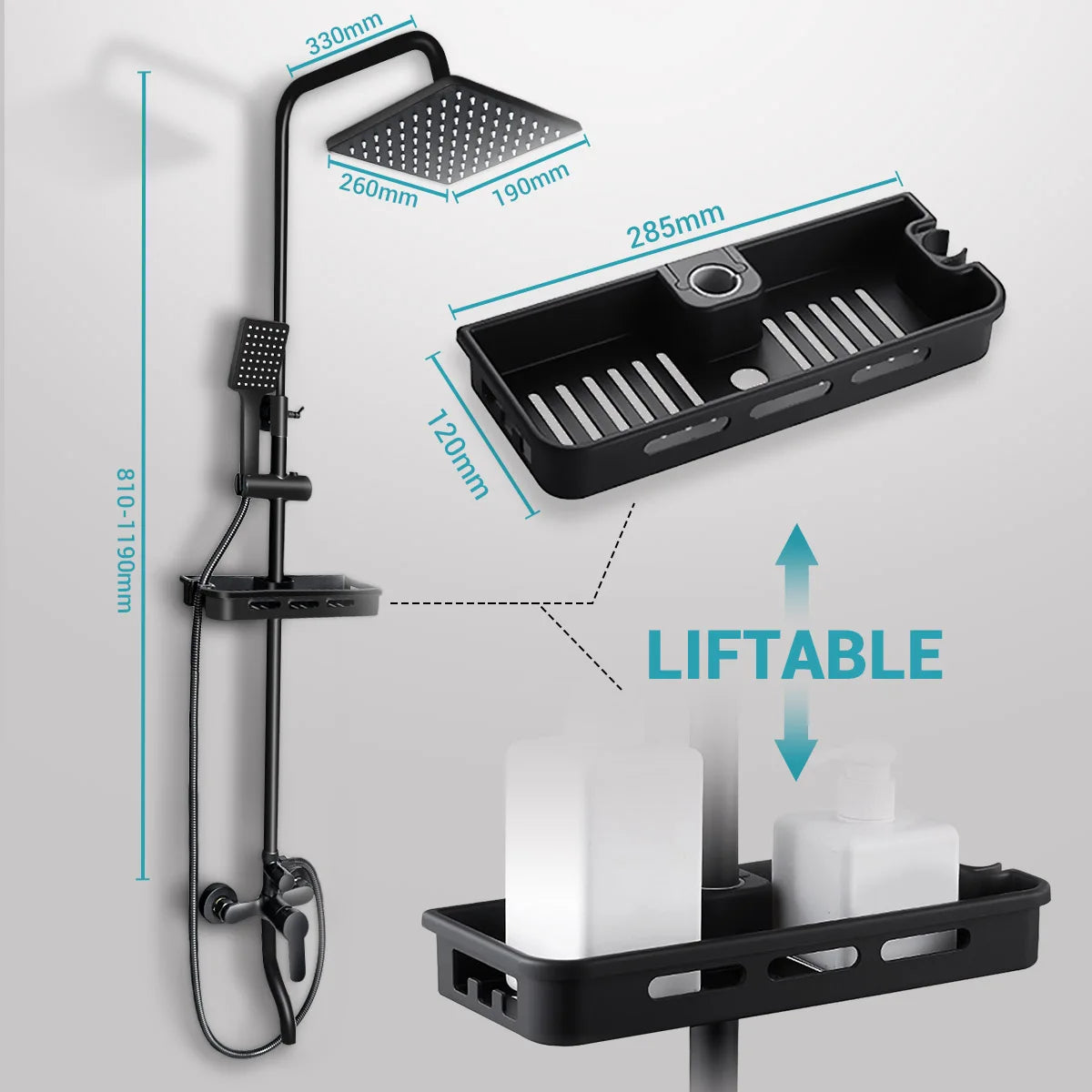 Bravur Dual | Robinet de douche noir en laiton avec fonction bidet et tablette