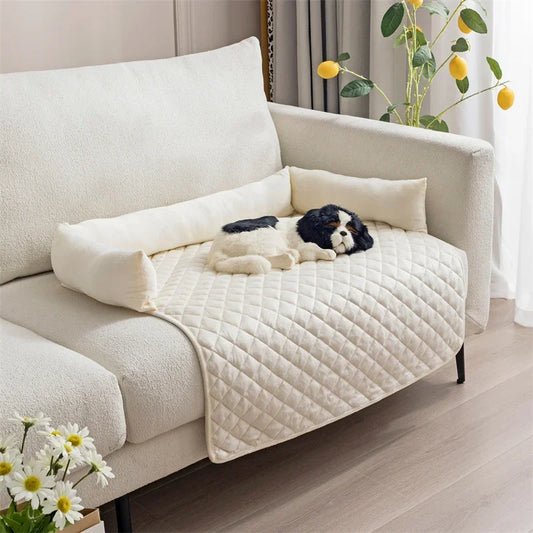 Veloura Nest | Samtweiche Hundebett mit Schutzrand für Sofa