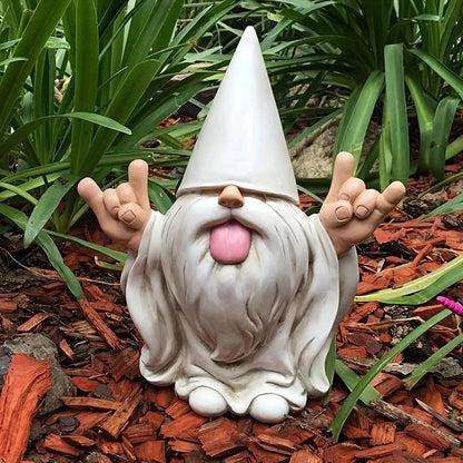 Trollvig Rocka | Scultura gnomo da giardino con chitarra elettrica in resina resistente alle intemperie