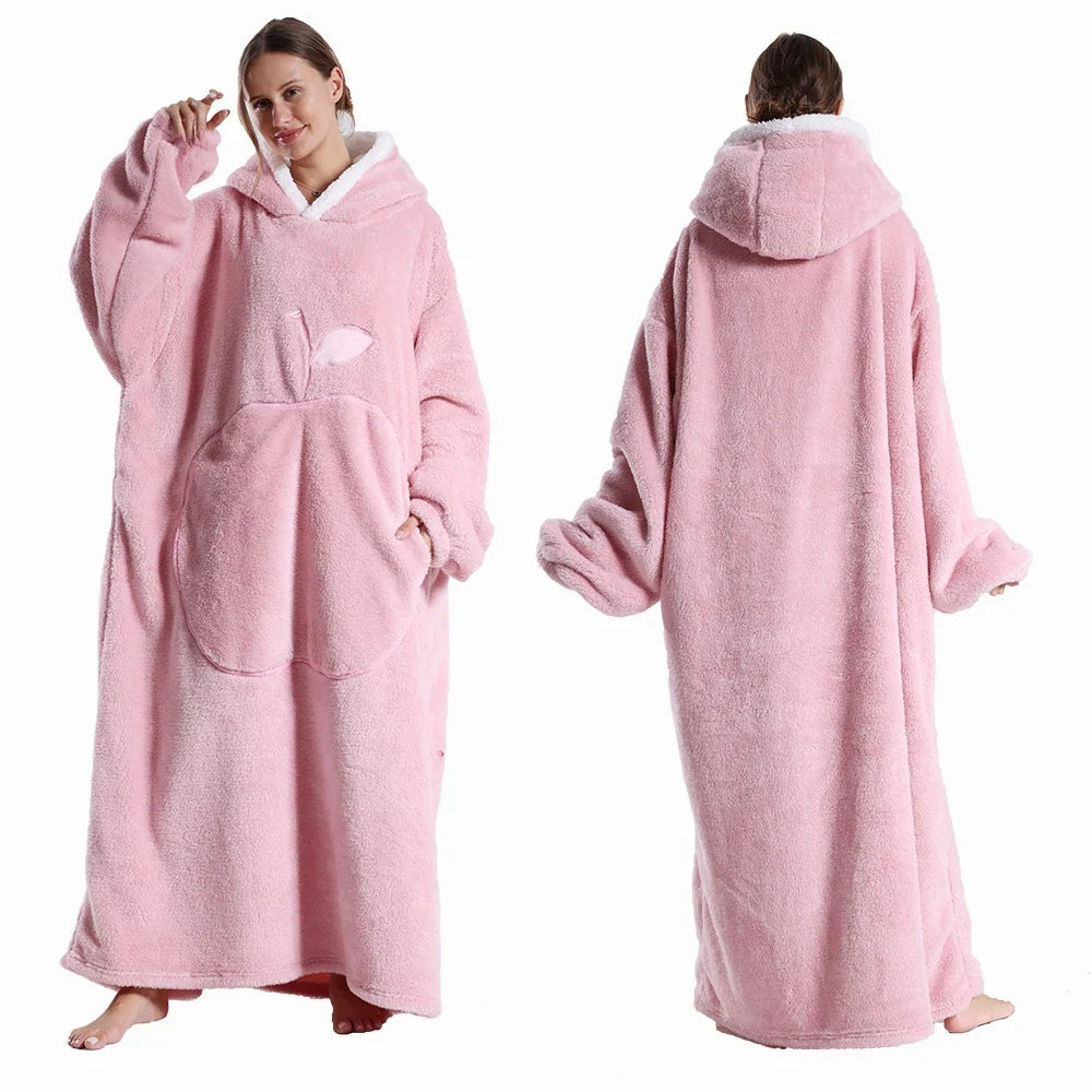 Hoodara | Oversized Sherpa Hoodie Blanket with Sleeves and Pocket