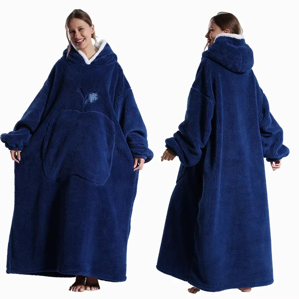 Hoodara | Oversized Sherpa Hoodie Blanket with Sleeves and Pocket