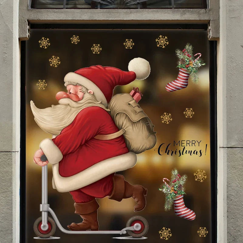 Frostella | Décoration de fenêtre de Noël avec Père Noël, rennes et sapin