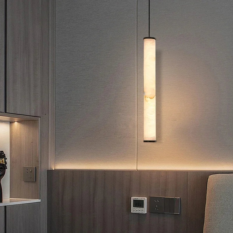 Lunvero Minara | Lampada a sospensione LED in marmo e rame per ambienti eleganti