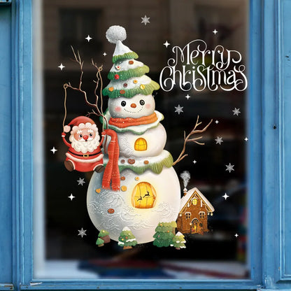 Frostella | Décoration de fenêtre de Noël avec Père Noël, rennes et sapin