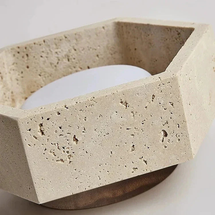 Albora – Lampada da soffitto LED Wabi Sabi in pietra naturale travertino