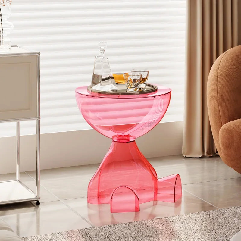 Elarithea – Table d'appoint gain de place en plastique transparent