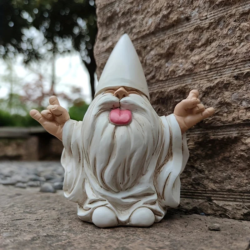 Trollvig Rocka | Scultura gnomo da giardino con chitarra elettrica in resina resistente alle intemperie