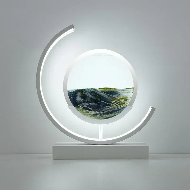 Soluna Drift | Lampada da tavolo LED con immagine di sabbia in movimento ed effetto clessidra 3D