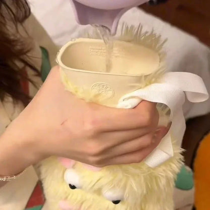 Kuschiva | Wärmflasche mit weichem Plüschbezug und Gummiflasche