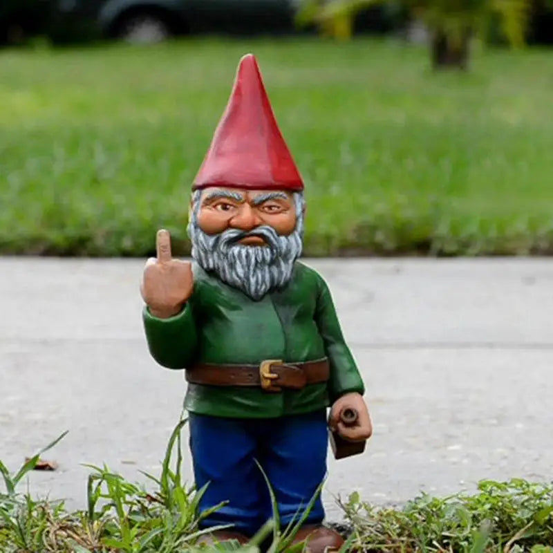 Figura nano da giardino | Nano ubriaco con dito medio | Decorazione da giardino divertente | Resina sintetica