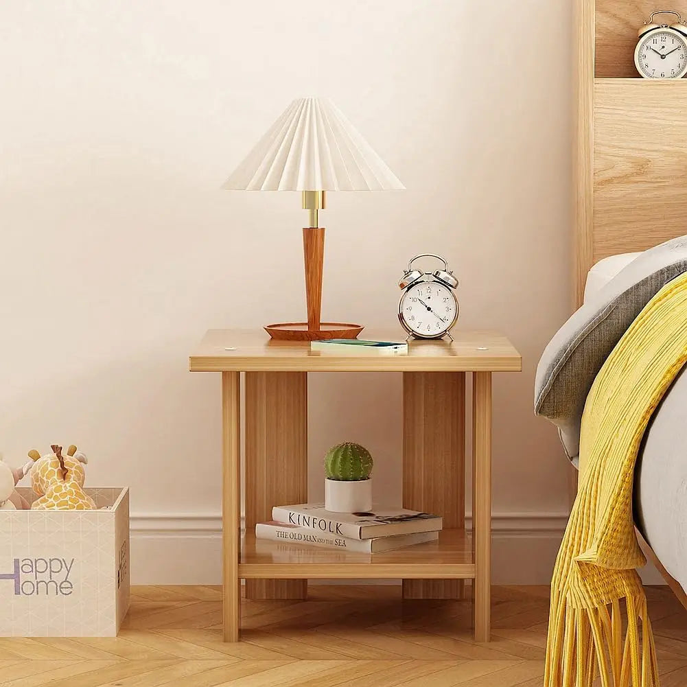 Zenyra | Comodino moderno in legno massiccio con doppio cassetto