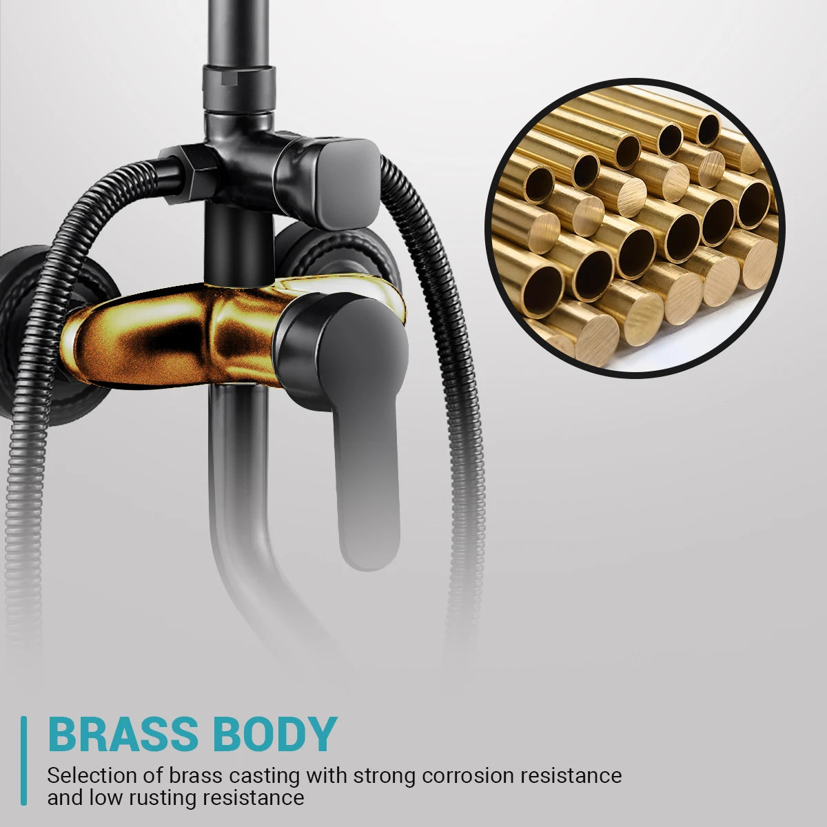 Bravur Dual | Robinet de douche noir en laiton avec fonction bidet et tablette