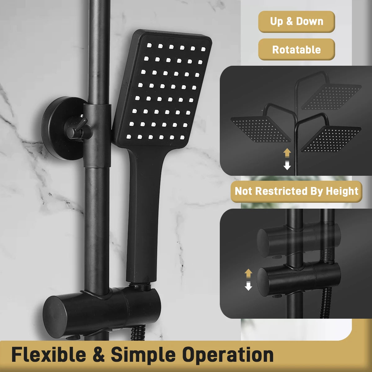 Bravur Dual | Robinet de douche noir en laiton avec fonction bidet et tablette
