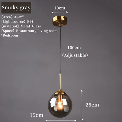 Solvyn Era | Lampada a sospensione LED in vetro con accento metallico per camera da letto e zona pranzo