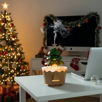 Treezen | Aroma Diffuser in Weihnachtsbaumform mit LED-Licht und Nebelregler