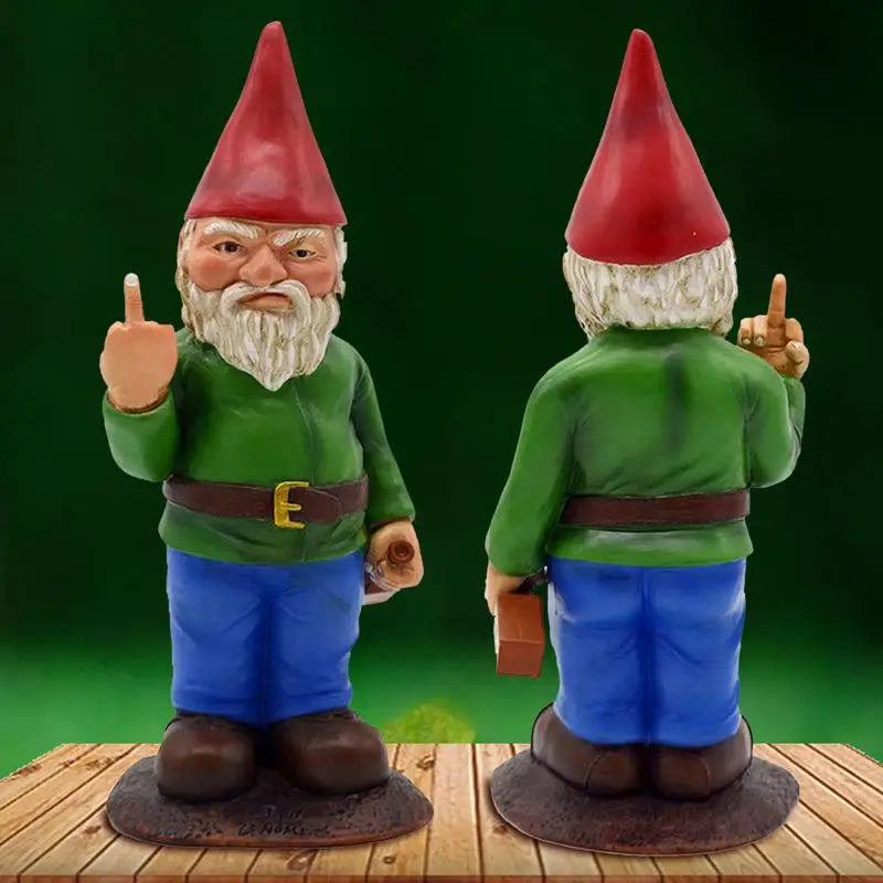 Figura nano da giardino | Nano ubriaco con dito medio | Decorazione da giardino divertente | Resina sintetica