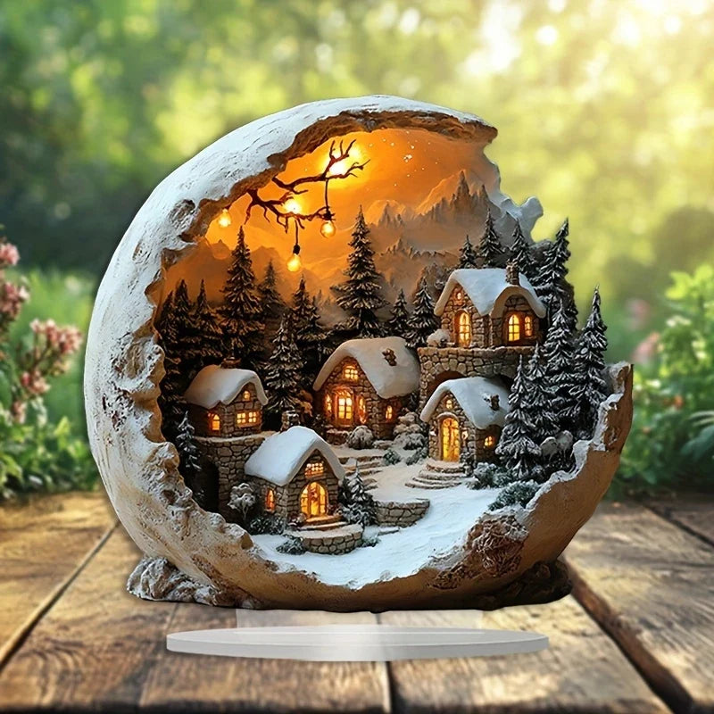 Jorira | Decorazione natalizia in acrilico, figura decorativa in stile bohémien, 23 x 20 cm
