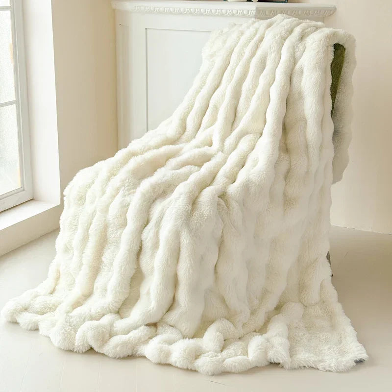 PlushNest | Coperta coccolosa a doppio strato in pelliccia sintetica, extra spessa e morbida