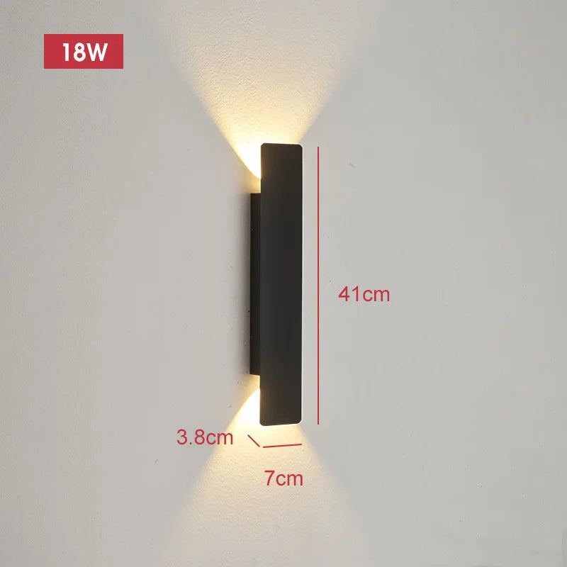 LumaStrix Noir | Applique LED da esterno resistente alle intemperie in alluminio, 18W
